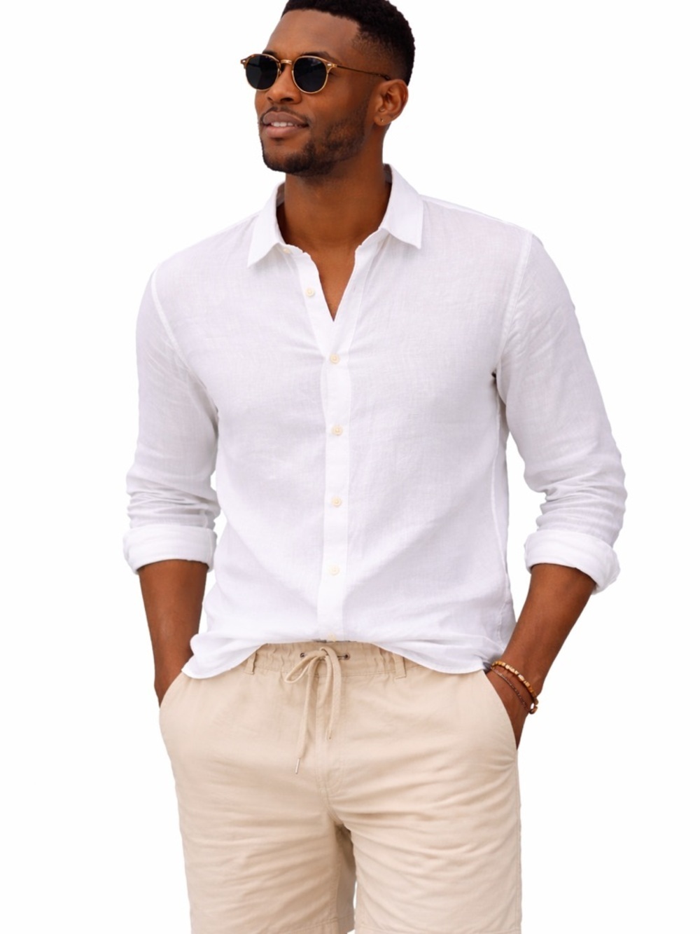Banana Republic 100% Linen Shirt Ivory Long Sleeve Button-Up Men’s Large